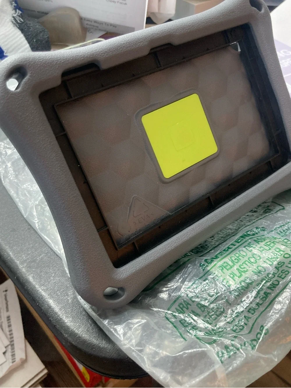Rugged Gray Kids Tablet Case with Yellow Accent